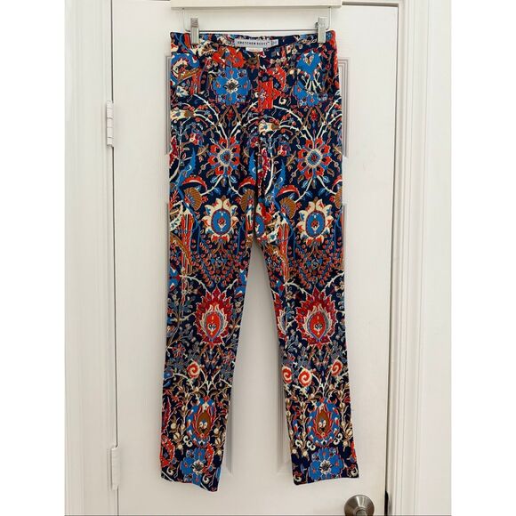 Gretchen Scott GripeLess Cotton Spandex Jeans Floral Magic Carpet Flat Front XXS - Picture 1 of 4